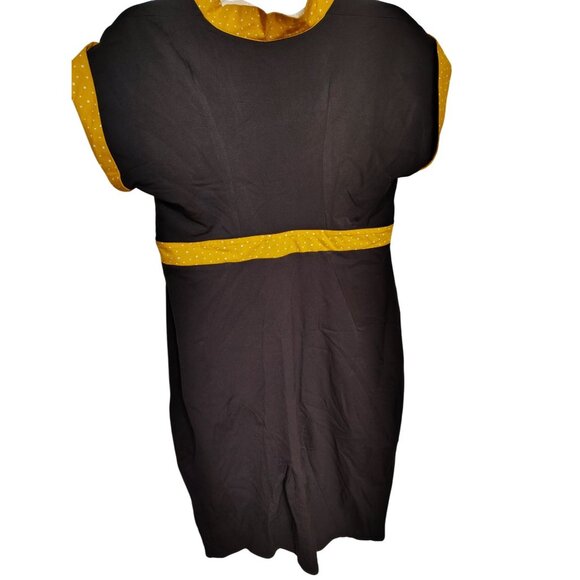 Miss Candyfloss Dress, 2XL, 16-18, Navy Blue, Mustard Yellow Trim, Retro Vibes - Picture 2 of 5